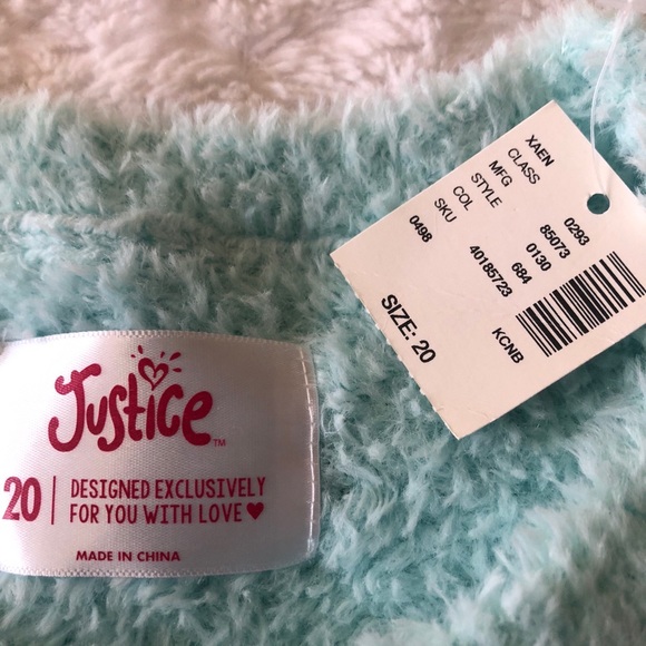 Justice Girls Sparkly Fuzzy Aqua Blue Sweater NEW Size 20 - Picture 2 of 11